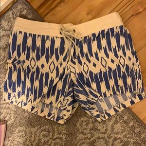 J. Crew Cream and Blue Ikat Board Shorts